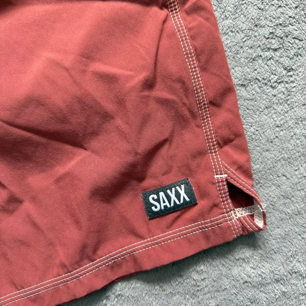 Men’s Small SAXX Oh Buoy 2N1 Volley 7” Desert Red‎ Swim Shorts